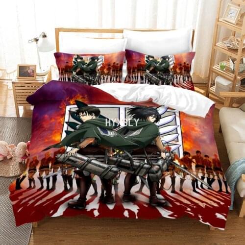 Anime Attack On Titan 3D Print Comforter Bedding Set Kids Adult Duvet Cover Set Home Decor Gift Bed Linen Queen King Double Size