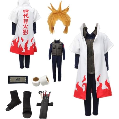 Anime Naruto Minato Namikaze The Fourth Hokage Cosplay suit Full Set Simple version Halloween costume