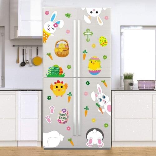 Rabbit Bunny Pattern Flower Stickers Wallpaper Pink Childrens Room Decoration Chick Carrot Window Stickers Decals Home Office