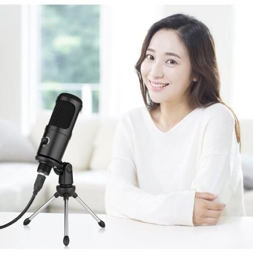 USB Condenser Microphone Set Profession Microphone System with Foldable Mic Tripod USB Power Cord for Recording Live Streaming