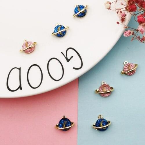 10pcs/bag Mini Moon Planet Enamel Charms Gold Base Alloy Space Pendants Earring Bracelet DIY Jewelry Accessories 12*15mm YZ772