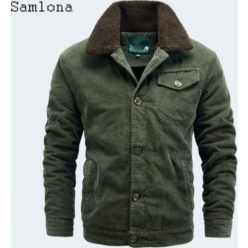 Mens Vinatge Single Breasted Jackets Winter Lapel Collar retro Jacket Corduroy Coats Autumn Fashion Overcoat Men Clothing 2020