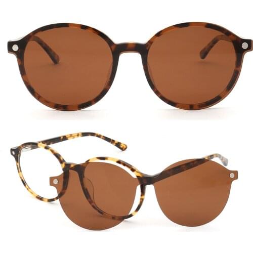 Women Polarized Sunglasses Classic Round 2 in 1 Magnetic Clip On Sunglasses Men Retro Rx Eyeglass Frames Optical clips Eyewear