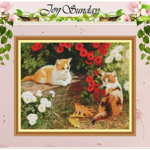 Kitten In The Garden Counted Cross Stitch 11CT 14CT Cross Stitch Sets wholesale Chinese Cross-stitch Kits Embroidery Needlework