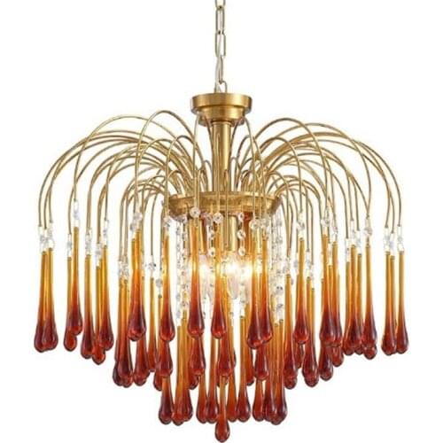 2020 NEW Italian Glass Water Drop Chandelier American Retro Porch Childrens Room Bedroom Living Room Lamps