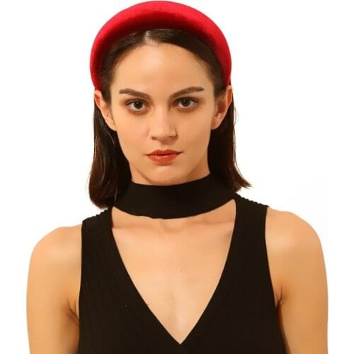 Candy Color Padded Wide Sponge Headband Glitter Velvet Hair Hoop Party Stretchy Thick Hairband Ladies Bezel Headpiece Wholesale