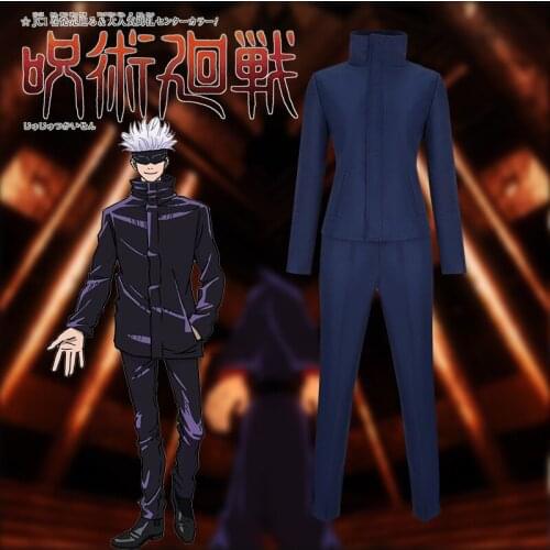 Japan Anime Jujutsu Kaisen Gojō Satoru Sportswear Cosplay Costume Adult Woman Outfits Navy Top Pants Halloween