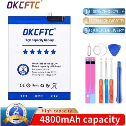 OKCFTC Original Replacement Battery HB486486ECW For Huawei Huawei P30 Pro Mate 20 Pro Genuine Phone Battery 4800mAh+Tools