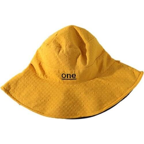 Summer Foldable Bucket Hat Women Outdoor Sunscreen Fisherman Hat Men Cotton embroidery letter Cap Double Sided Can Be worn