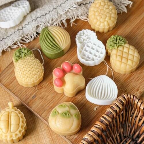 Plastic Mooncake Mold Cat Claw Paw Stamp Cookie Cutter Mould Hand Pressure Baking Accessories Mid-Autumn Festival Kitchen
