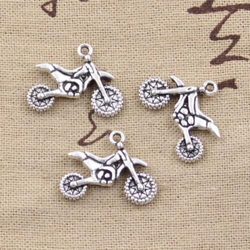12pcs Charms Motorcycle Motorcross 17x23mm Antique Silver Color Plated Pendants Making DIY Handmade Tibetan Silver Color Jewelry