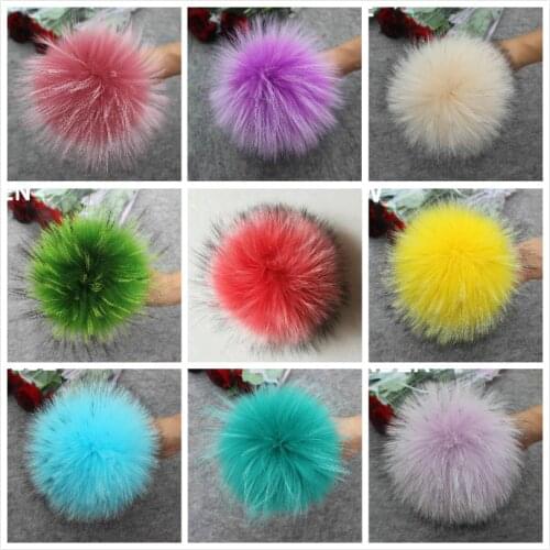 14-15cm DIY Genuine Real Raccoon Fur Pompom Ball Tassels For Women Kids Beanie Hats Big Size Natural Pom pom For Shoes Caps Bags