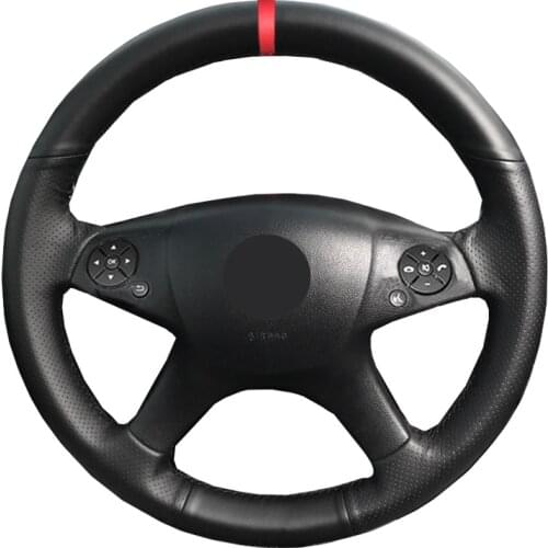 Hand Sewing Car Steering Wheel Cover Wrap Volant For Mercedes Benz W204 C-Class 2007 - 2009 2010 C280 C230 C180 C260 C200 C300