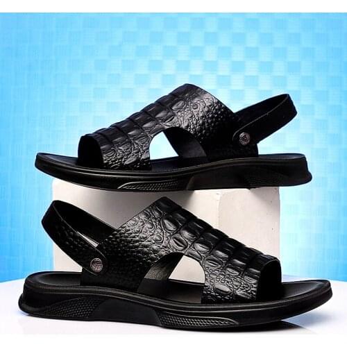 Sandalias Piel Hombre Men Sandals Outdoor Rubber Mens Walking Summer Leather Sandles Slip On Shoes Comfort Sandal Beach