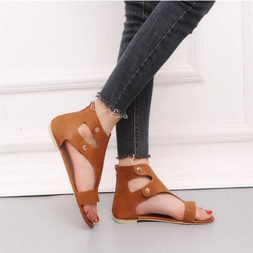 Leisure Non Slip PU Women Sandals Hot Peep Toe Ladies Flat Casual Shoes Summer Beach Outdoor Shoes Chaussures Zapatillas Mujer