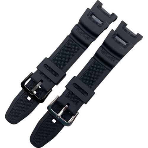 Silicone Watchband Women Men Black Sport Diving Watch Band Strap With Stainless Steel For SGW-100 Samrt Watch