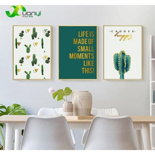 Nordic Cactus Painting On Canvas Nordic Quote Wall Art Abstract Modular Wall Decor Picture For Living Room HD Prints Unframed