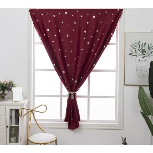 Modern Window Velcro Curtains For Living Room Bedroom Hot Silver Stars Blackout Curtains Beige Blue Red Pink Panel Drapes