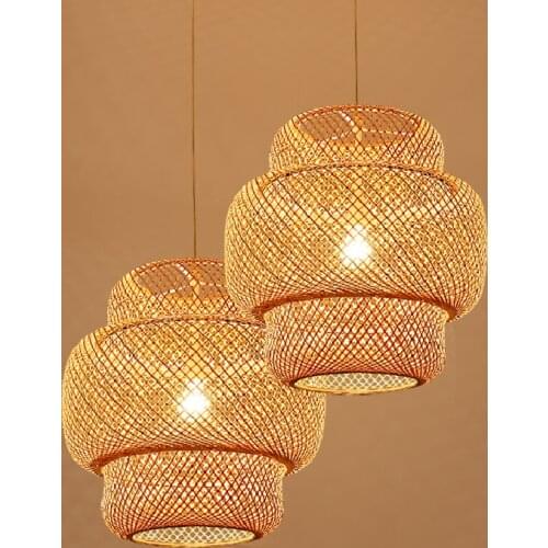 Modern Led Pendant Lights Bamboo Hand Woven Bamboo Art Dining Rroom Study Bedroom Dining Room Nordic Decor Pendant Lamp Fixture