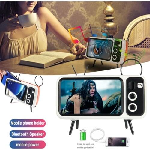 Phone Holder Universal Retro TV Design Desktop Phone Holders Portable Desk Holder Stand Smart Support Smartphone Bracket Speaker