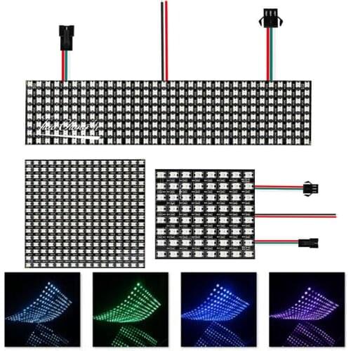 WS2812B RGB Dream full color Flexible Pixel Led Module Panel 8x8/16x16/8x32 Matrix Screen Individually Addressable DC5V