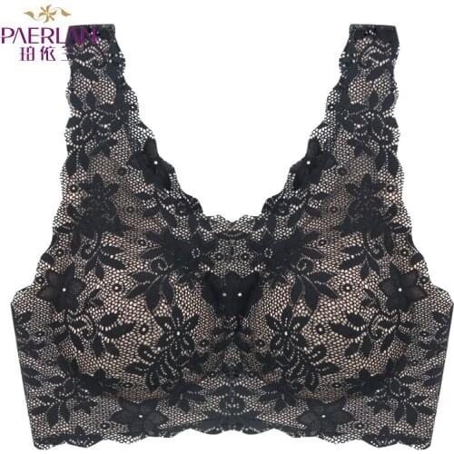 PAERLAN Lycra Flora Wire Free Thin Womens Underwear Seamless Sexy Push Up Sexy Sports Vest Sleep Full Cup Bra