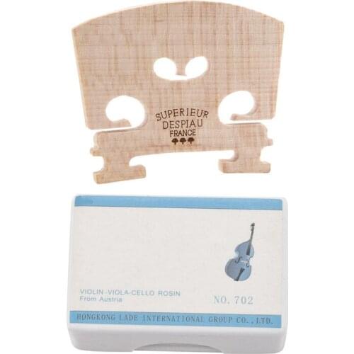1 Pcs 702 Transparent Red Resin Mini Rosin & 1 Pcs Adjustable Violin Bridge Maple,4/4 Size Violin Fitted Bridge Parts