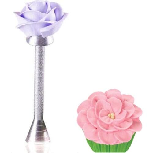 1pc Roses Flower Holder Decoration Pastry Sticks Baking Cone Cream Tools Piping Cake Aluminium Alloy Decorating Sticks Nails