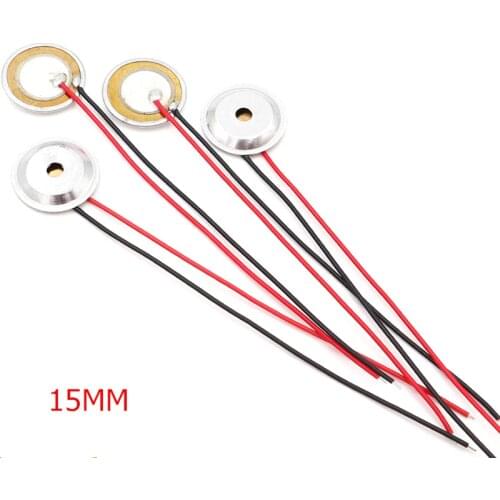 10Pcs/lot 15MM Piezoelectric Piezo Ceramic Wafer Plate Dia 15MM With Copper Wire Piezo For Buzzer Loudspeaker + Aluminum shell