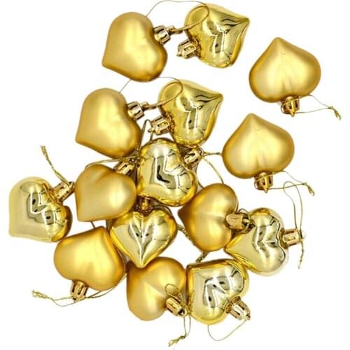 24Pcs Valentines Heart Baubles Ornament Heart Shaped Ornaments for Valentines Day Wedding and Home Party Decoration