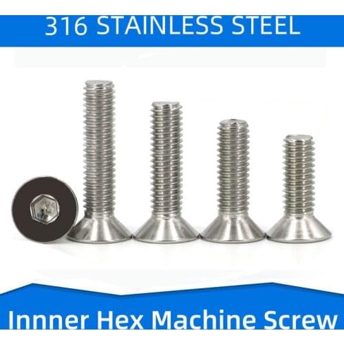 316 Stainless Steel Hexagon Socket Screw Bolt Inner Hex Head Screws Flat End Screw Rod Fastening Nail M10