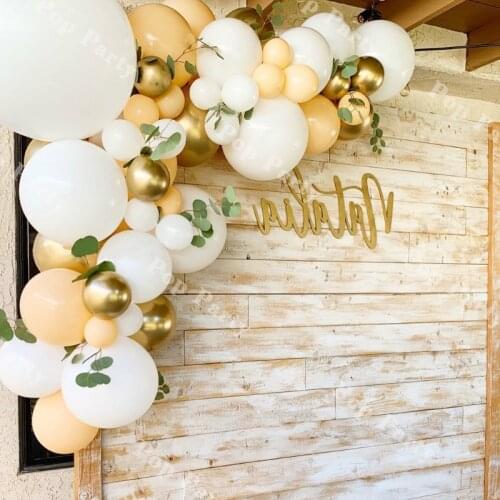 96pcs Cream Peach Macaroon White Party Decoration Balloons Garland Arch Kit Metal Gold Ballon Decorations Backdrop Baby Shower