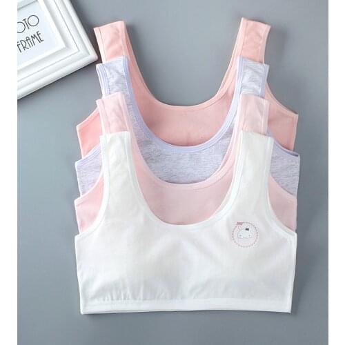 Girls Bra Training Cotton Puberty Kids Cartoon Vest Sport Tops Tank Students Running Underwear Breathable Bras Yoga Gym 8-18Y