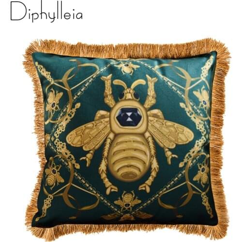 Diphylleia Impressionist School Style Designer Insect Print Luxury Velvet Cushion Cover Pillowcase Home Decorative 45x45cm