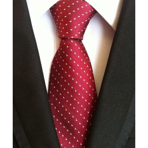 Dropshipping 8cm Men High Quality Woven Tie Unique Design Geometric Necktie Burgundy with Triangle Stripe