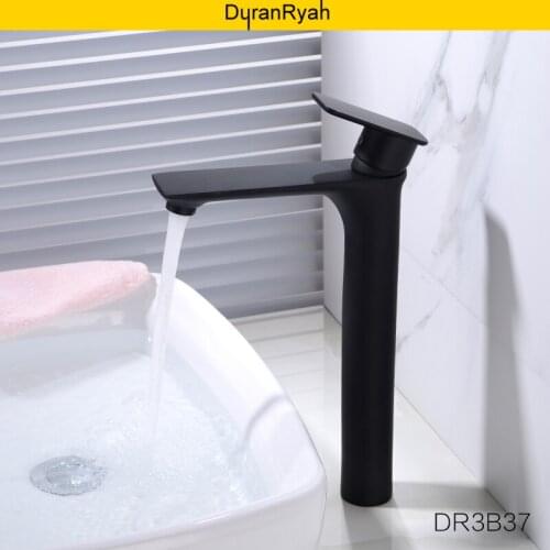 Duranryan black all copper hot and cold basin faucet wash hands basin table basin height single-hole household