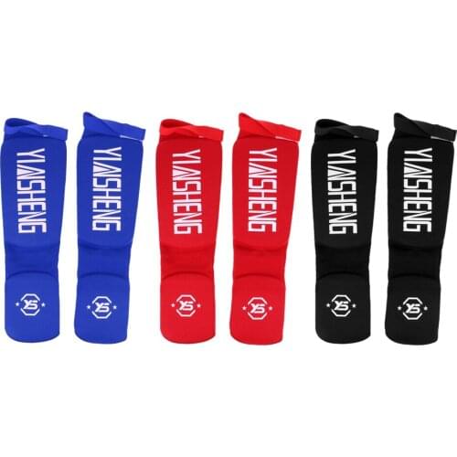 1 Pair Washable MMA Elastic Cloth Shin & Instep Padded Muay Thai Kickboxing Protective Training Sparring Shin Guards