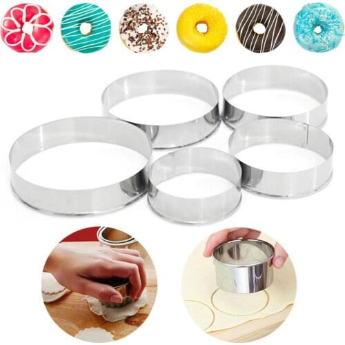 5pcs/set DIY Cookie Cutter Mould Round Stainless Steel Cookie Tools Biscuit Cutter Pastry Cake Cookie Mold Kitchen Baking Tools