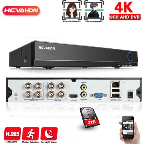 H.265 CCTV DVR AHD 8 Channel Alarm System 4K Face Detection XMEYE DVR Recorder 8MP 6 In 1 Hybrid Video Surveillance Recorder 8CH