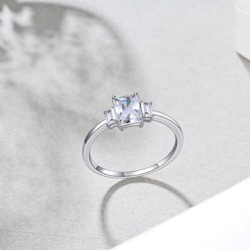 E Jewelry Sterling Silver 925 Ring Square AAA Zircon Engagement Rings for Women Gemstone Jewelry Rings Fashion Anniversary Gift