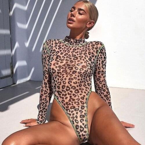 Jumpsuit women bodysuit 2021 Explosion New Leopard-Print Long-Sleeve Fluorescence Jumpsuit Women rompers womens jumpsuit HJY8187
