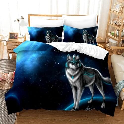 Wolf Bedding Set Single Twin Full Queen King Size Animal Wolf Bed Set Childrens Kid Bedroom Duvetcover Sets 3D Design 007