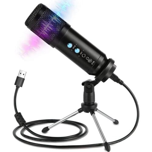 USB Condenser Microphone Aluminum Alloy PC Microphone Set Laptop Studio Recording Voice Professional Mic For YouTube Video Games