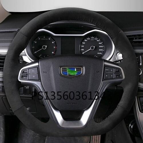 For Emgrand steering wheel cover leather hand stitched GS SUV/S1\X3 Emgrand X7 Sport suede
