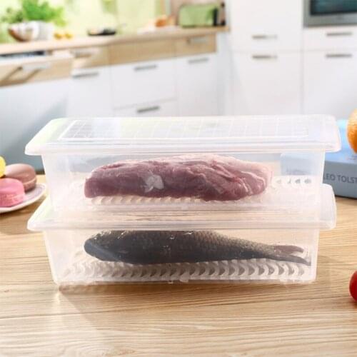 Square Refrigerator Fresh Box Plastic Sealed Storage Box Food Storage Drainage Box Moisture and Mildew Household Accessories