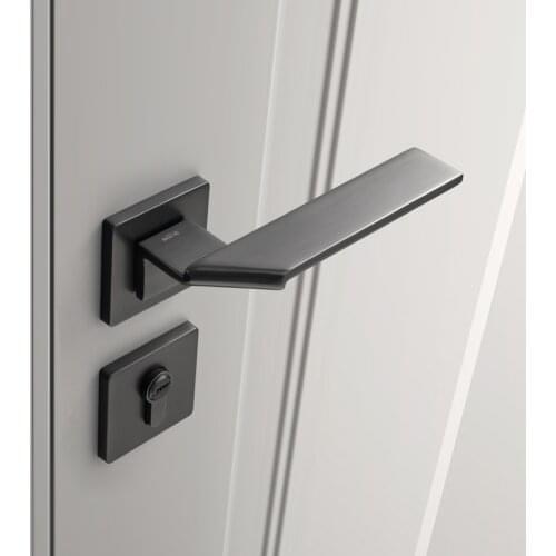 Goo-Ki Square Space Folding Bedroom Door Handle with Lock Minimalist Interior Door Handle Lock Cylinder Security Mute Door Lock