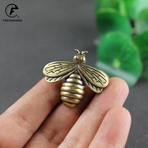 Brass Hard Working Bees Ornaments Accessories Vintage Pure Copper Insects Keychains Accessories Home Decoration Mini Figurines
