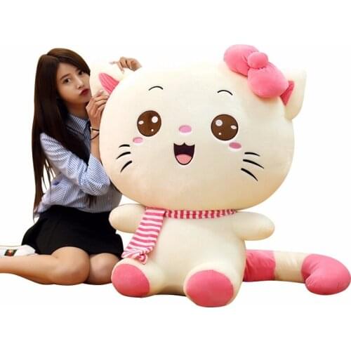 Lovely cat doll pillow big face plush toys dolls womens birthday gifts toy 55cm
