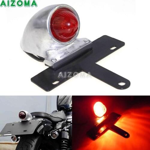 Sparto Motorcycle Mini Tail Light License Plate Mount Retro Brake Rear Running Light For Harley Bobber Chopper Custom Bikes