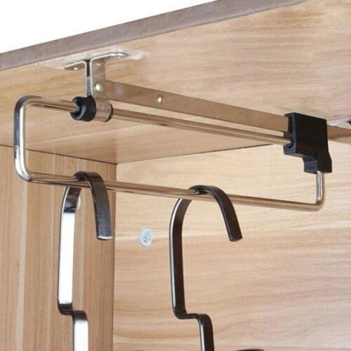 10/12/14/16Inch Multi-functional Wardrobe Pull Out Clothes Hanger Rail Extending Rack Storage Holder Organizer